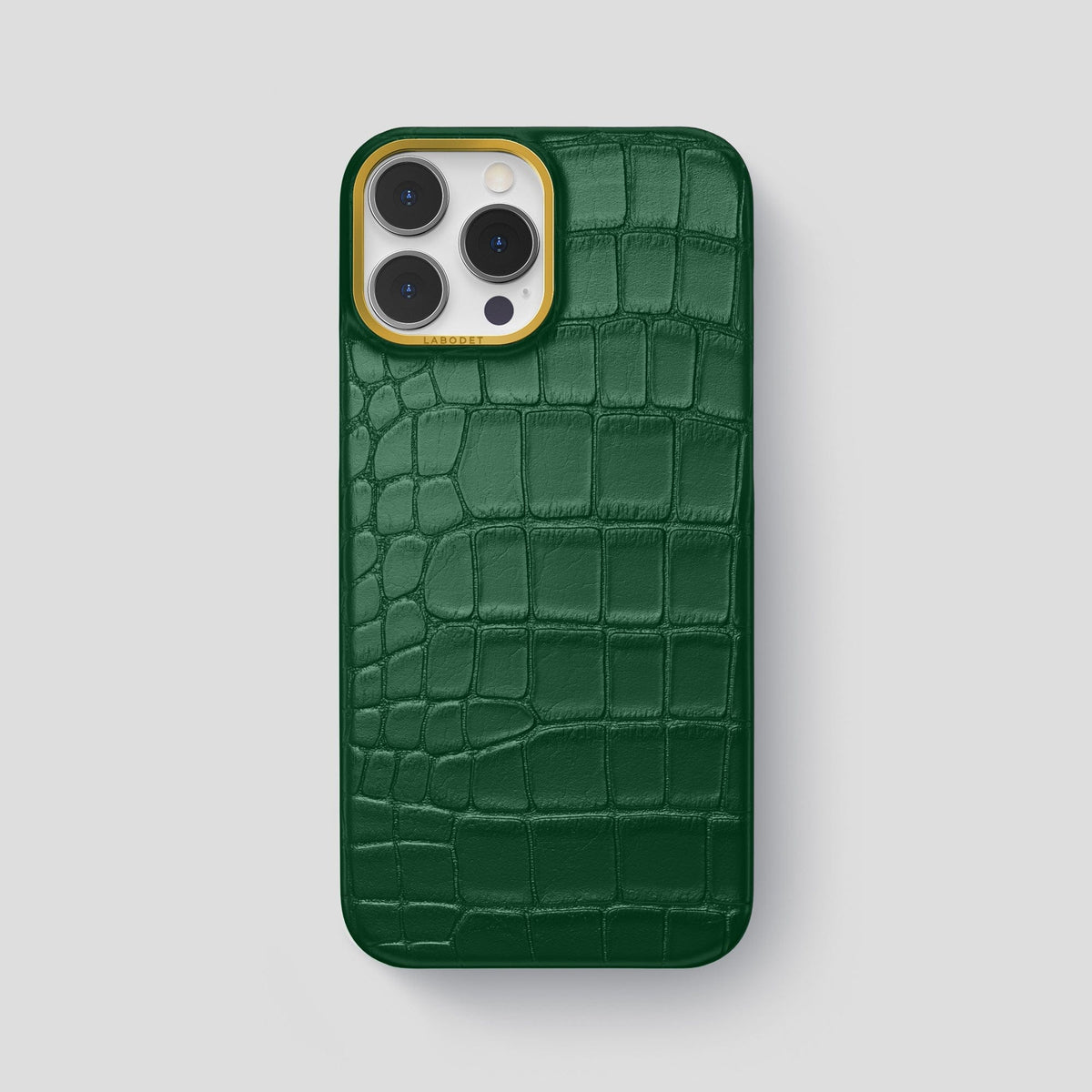 Forest-Green iPhone 13 Pro Max Classic Case Alligator with Gold Metal -1 | Forest-Green-Gold