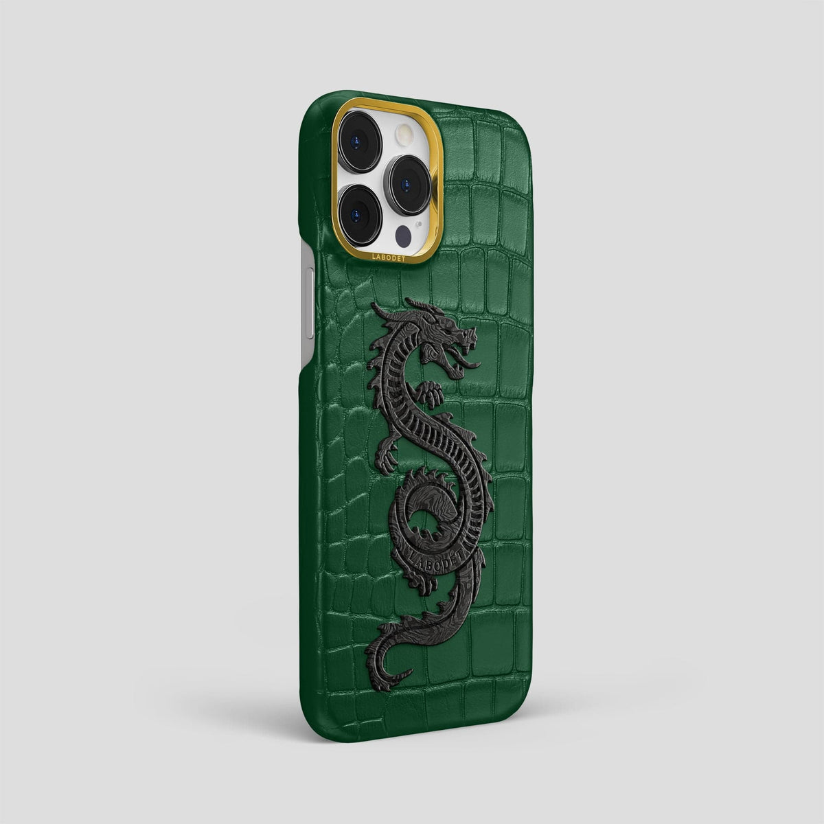 Forest-Green iPhone 13 Pro Max Classic Case Alligator with Gold Metal -2 | Forest-Green-Gold