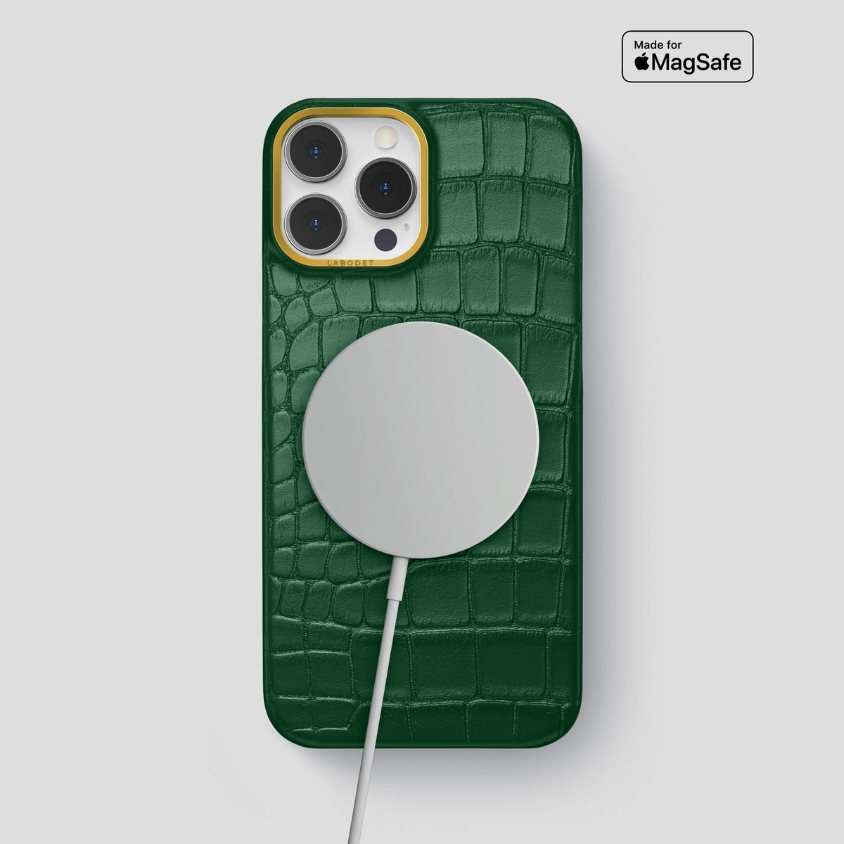 Forest-Green iPhone 13 Pro Max Classic Case Alligator with Gold Metal -4 | Forest-Green-Gold