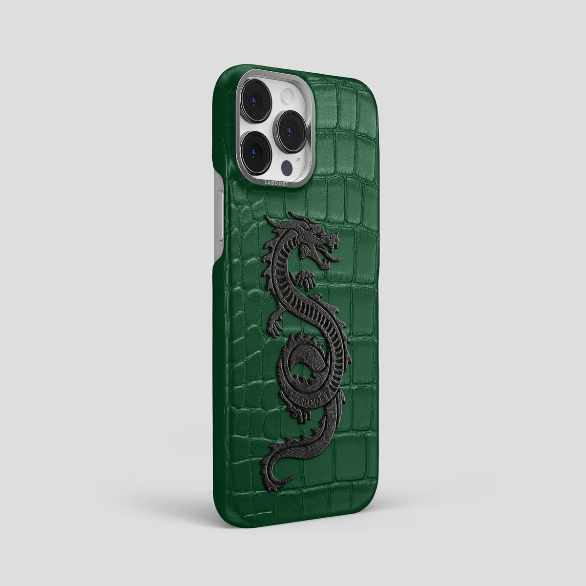 Forest-Green iPhone 13 Pro Max Classic Case Alligator with Steel Metal -2 | Forest-Green-Steel