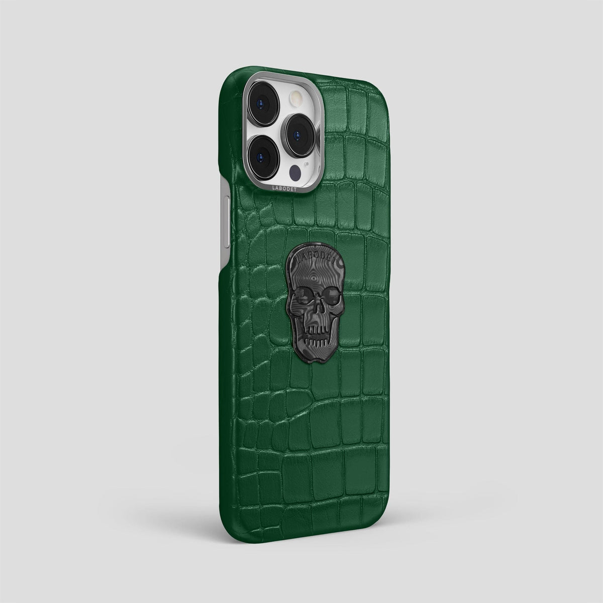 Forest-Green iPhone 13 Pro Max Classic Case Alligator with Steel Metal -2 | Forest-Green-Steel