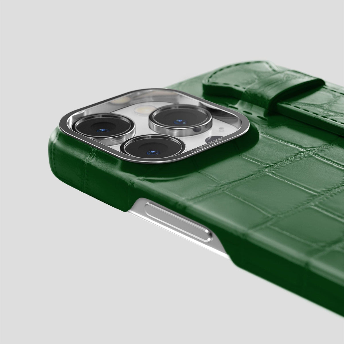 Forest-Green iPhone 13 Pro Max Strap Case Alligator with Steel Metal -5 | Forest-Green-Steel