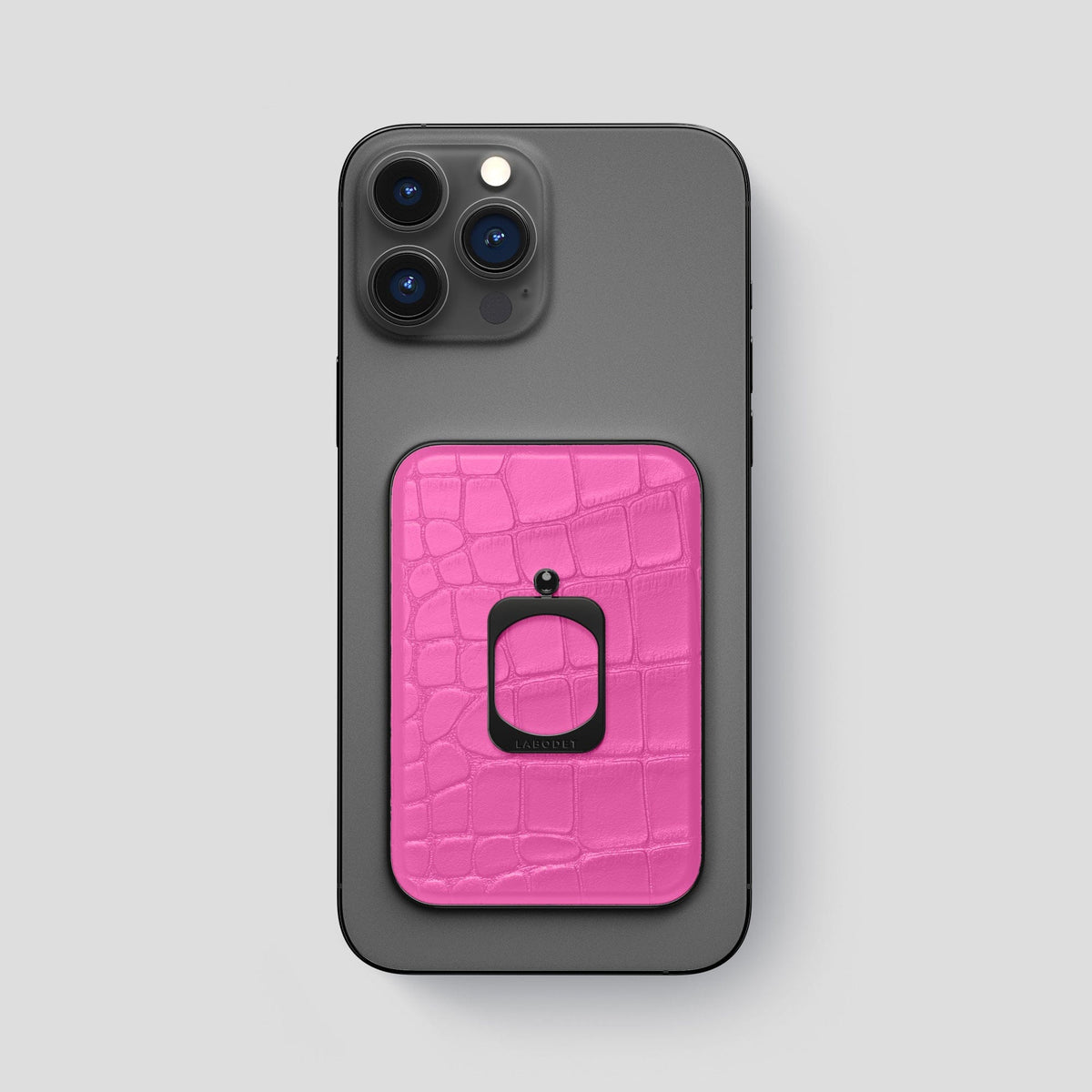 Fuchsia MagSafe Ring iPhone 13 Pro Max Alligator with Black Metal -1 | Fuchsia-Black