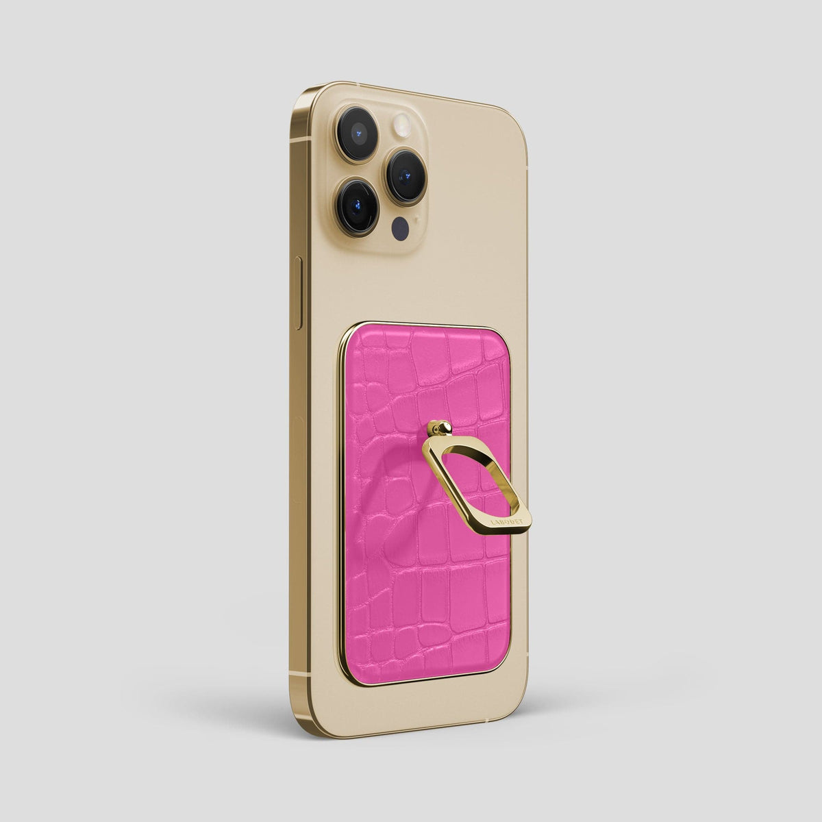 Fuchsia MagSafe Ring iPhone 13 Pro Max Alligator with Gold Metal -2 | Fuchsia-Gold