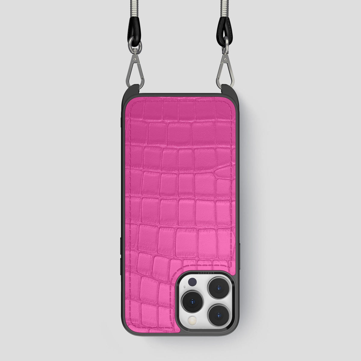 Fuchsia iPhone 13 Pro Crossbody Sport Case Alligator -1 | Fuchsia