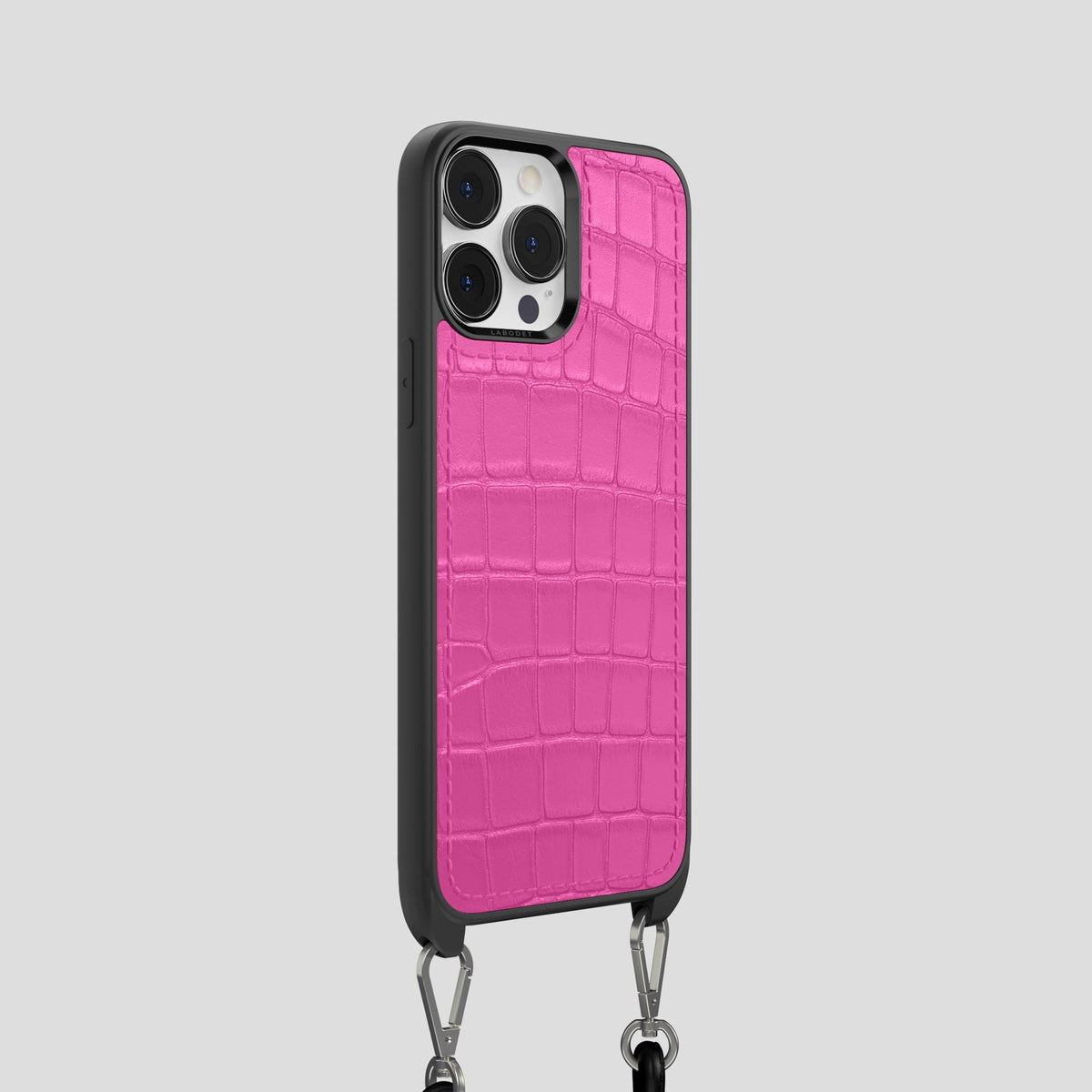 Fuchsia iPhone 13 Pro Crossbody Sport Case Alligator -2 | Fuchsia