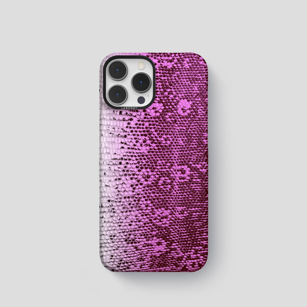Fuchsia iPhone 13 Pro Himalayan Lizard Classic Case with Black Metal -1 | Fuchsia-Black