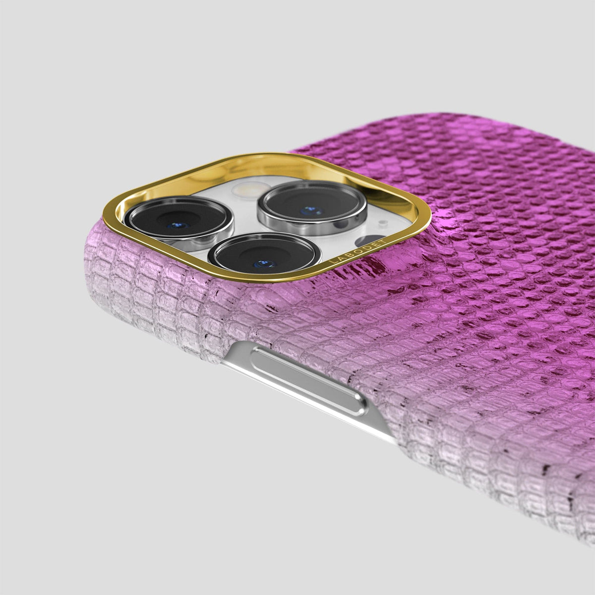 Fuchsia iPhone 13 Pro Himalayan Lizard Classic Case with Gold Metal -6 | Fuchsia-Gold
