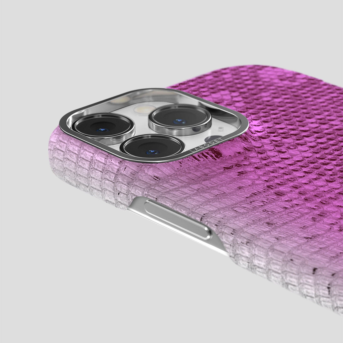 Fuchsia iPhone 13 Pro Himalayan Lizard Classic Case with Steel Metal -6 | Fuchsia-Steel