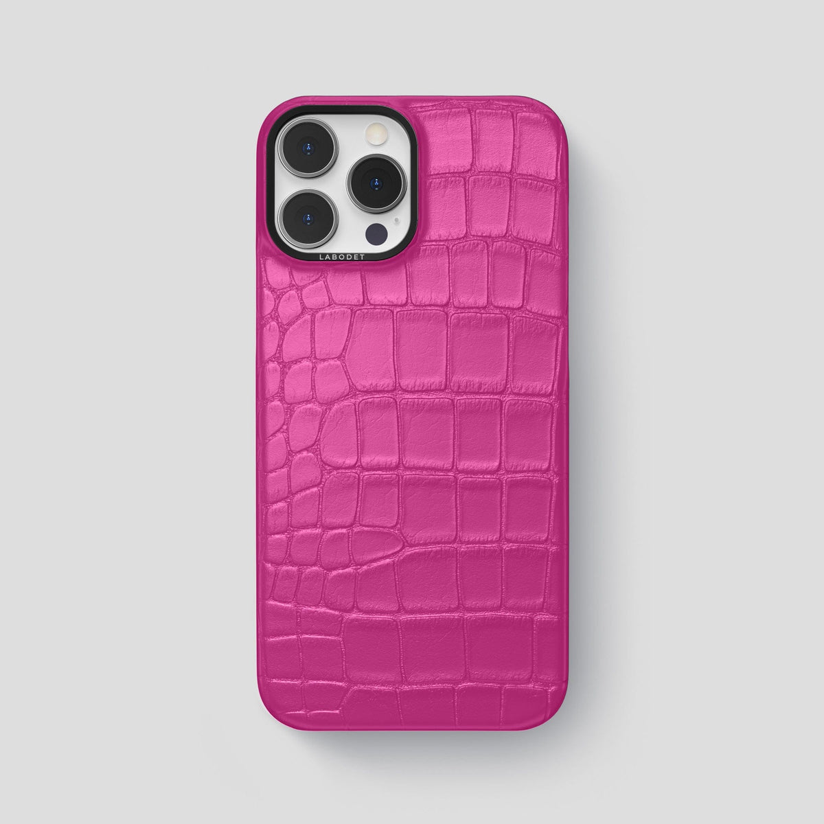 Fuchsia iPhone 13 Pro Max Classic Case Alligator with Black Metal -1 | Fuchsia-Black