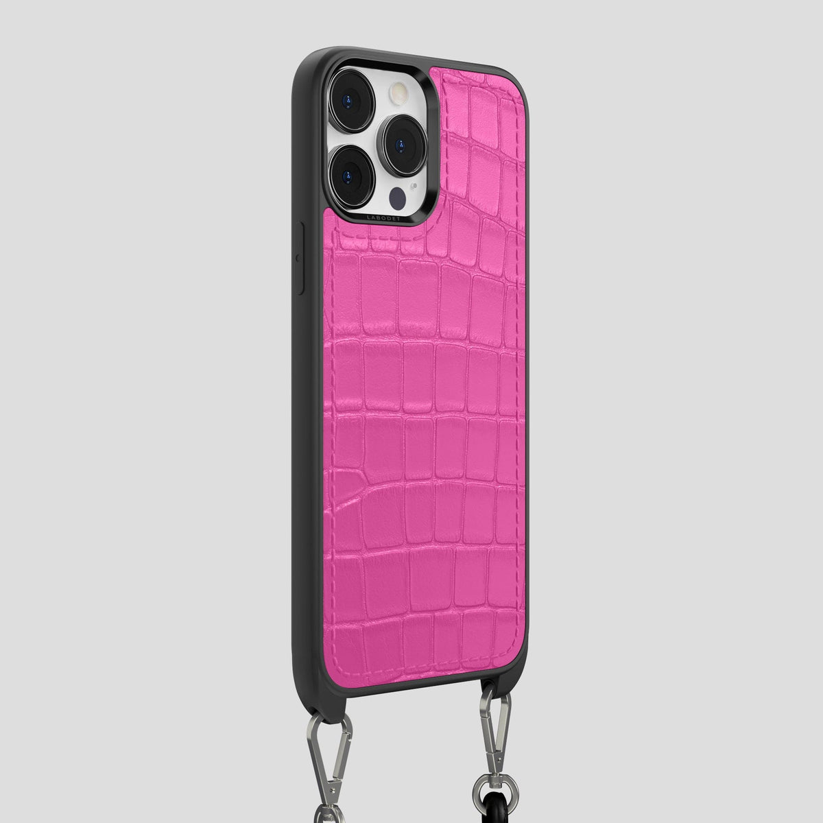 Fuchsia iPhone 13 Pro Max Crossbody Sport Case Alligator -2 | Fuchsia