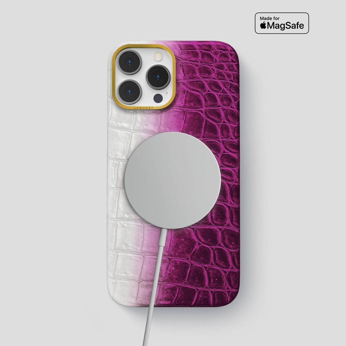 Fuchsia iPhone 13 Pro Max Himalaya Classic Case with Gold Metal -4 | Fuchsia-Gold
