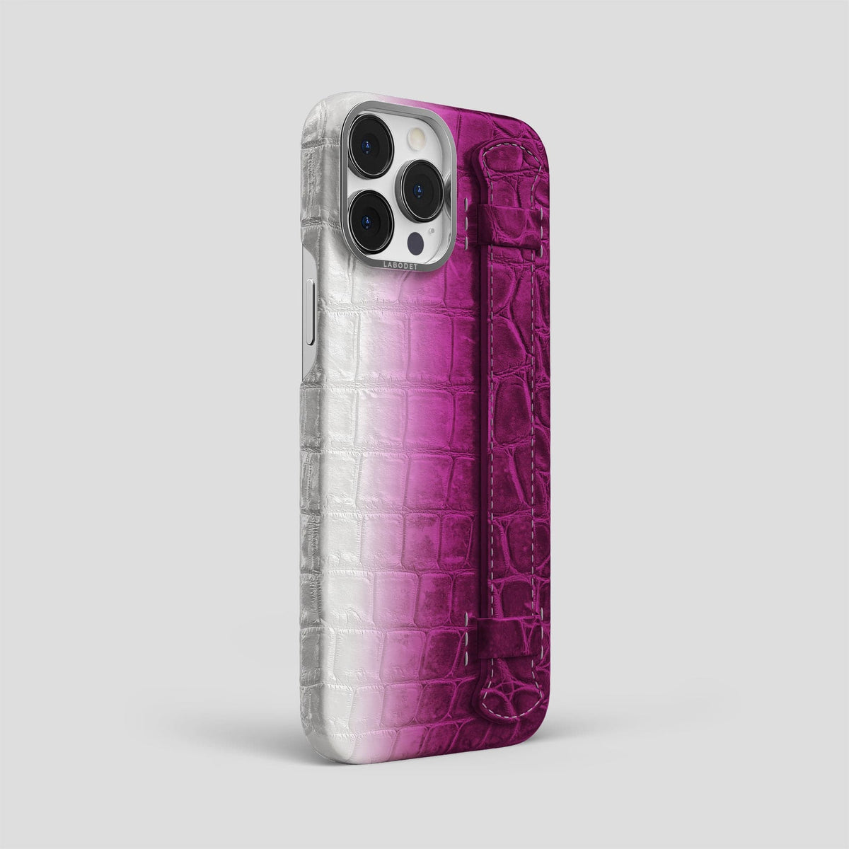 Fuchsia iPhone 13 Pro Max Himalaya Strap Case with Steel Metal -2 | Fuchsia-Steel
