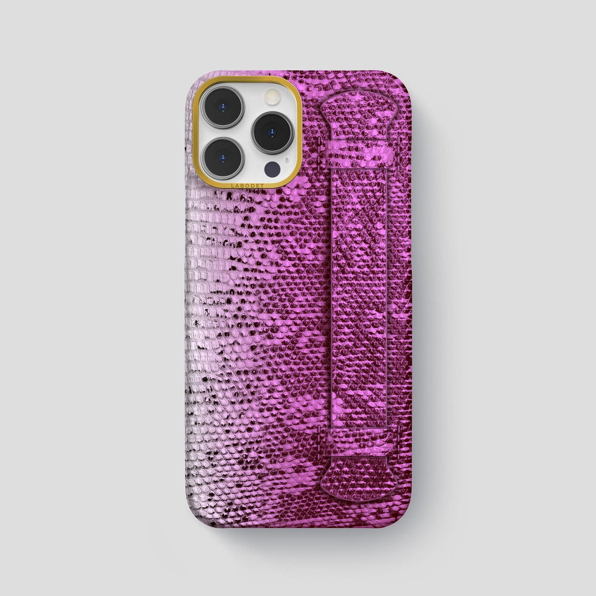 Fuchsia iPhone 13 Pro Max Himalayan Lizard Strap Case with Gold Metal -1 | Fuchsia-Gold