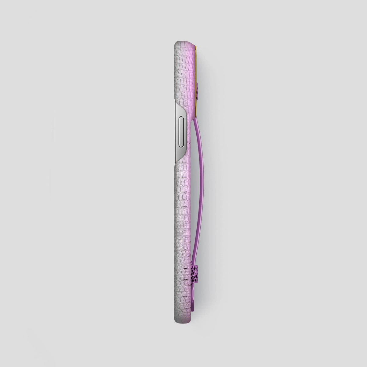 Fuchsia iPhone 13 Pro Max Himalayan Lizard Strap Case with Gold Metal -3 | Fuchsia-Gold