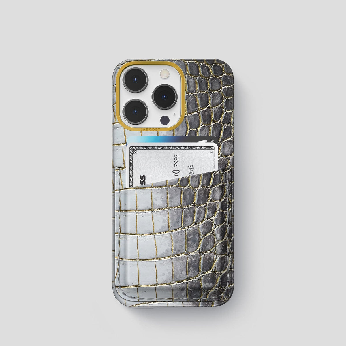 Gold iPhone 13 Pro Himalaya Card Case with Gold Metal -1 | Gold-Gold
