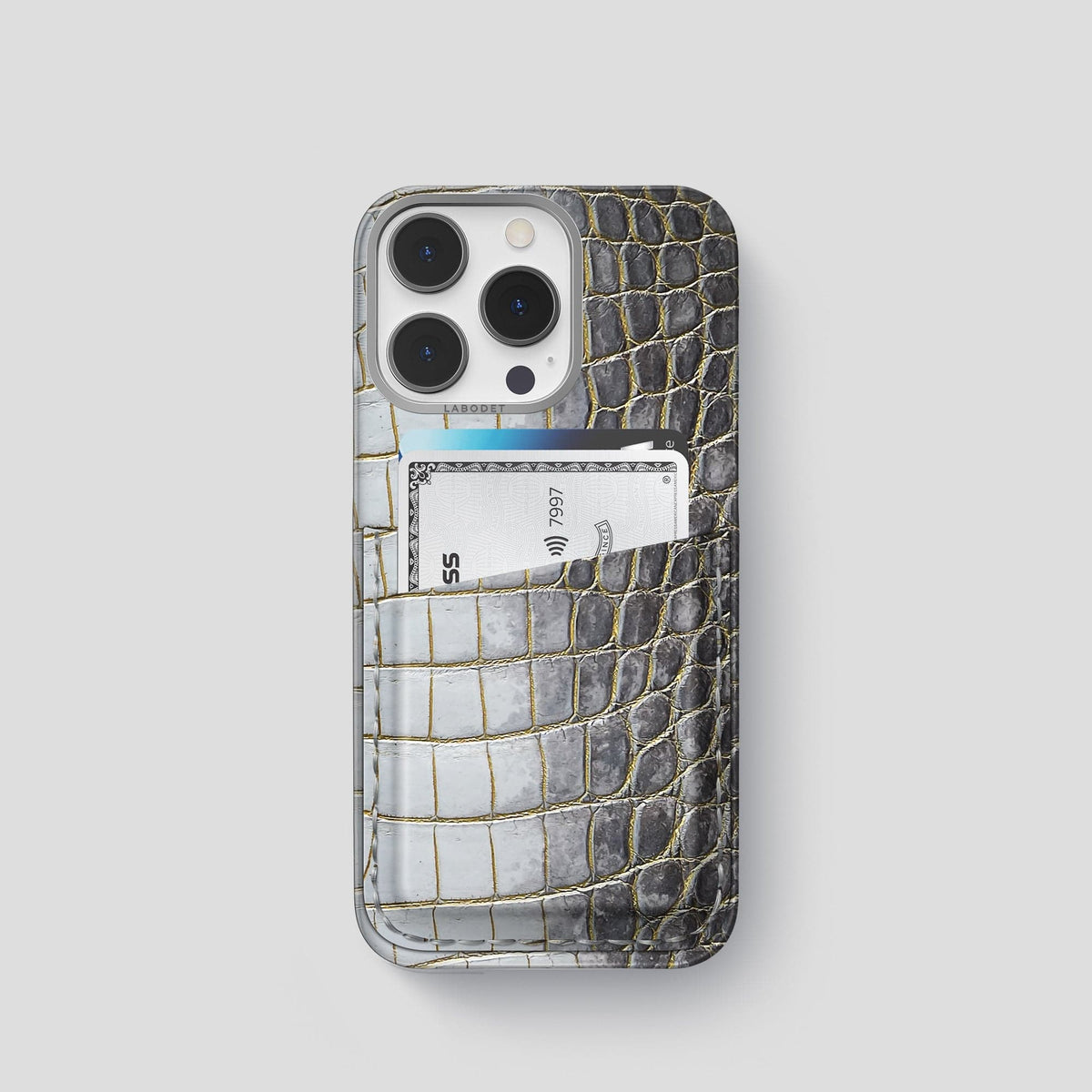 Gold iPhone 13 Pro Himalaya Card Case with Steel Metal -1 | Gold-Steel