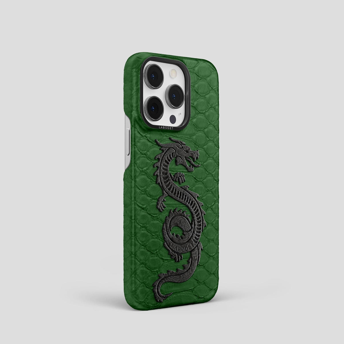 Green iPhone 13 Pro Classic Case Python with Black Metal -2 | Green-Black