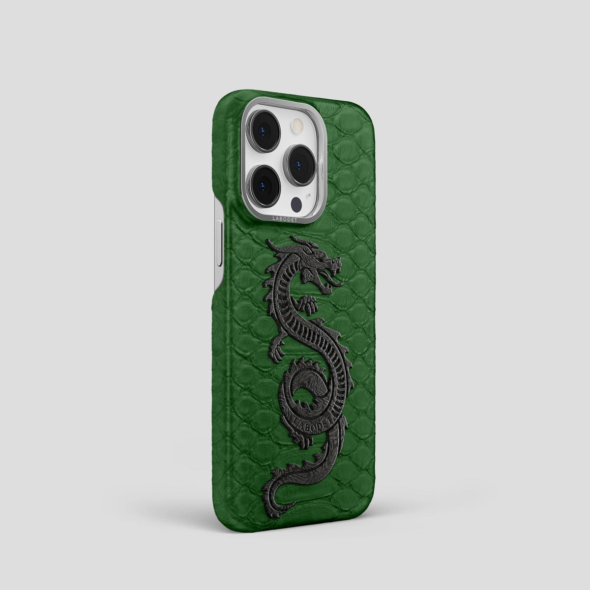 Green iPhone 13 Pro Classic Case Python with Steel Metal -2 | Green-Steel