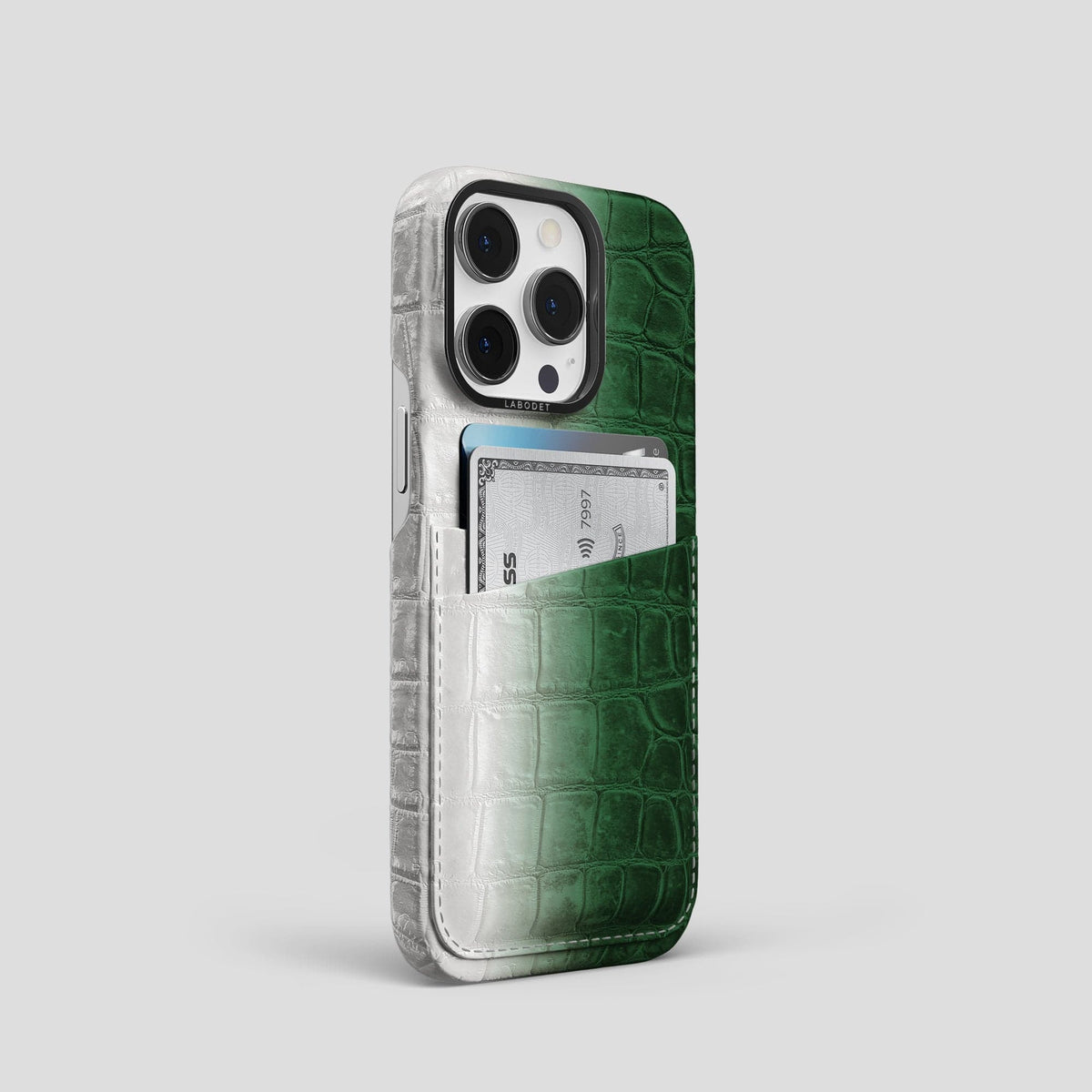 Green iPhone 13 Pro Himalaya Card Case with Black Metal -2 | Green-Black
