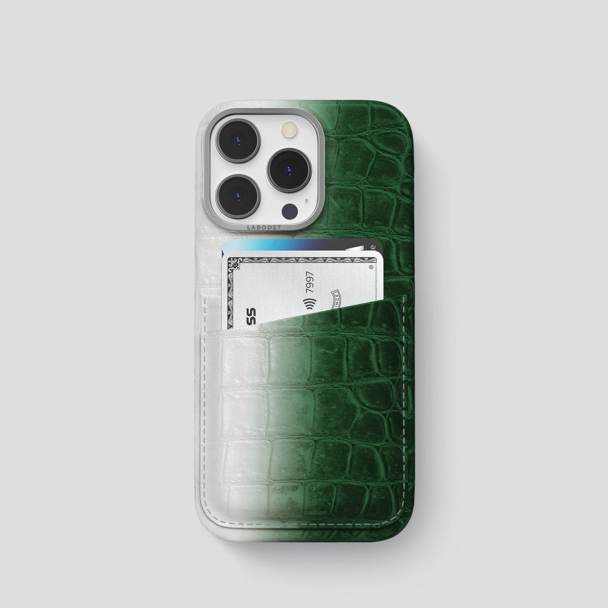 Green iPhone 13 Pro Himalaya Card Case with Steel Metal -1 | Green-Steel