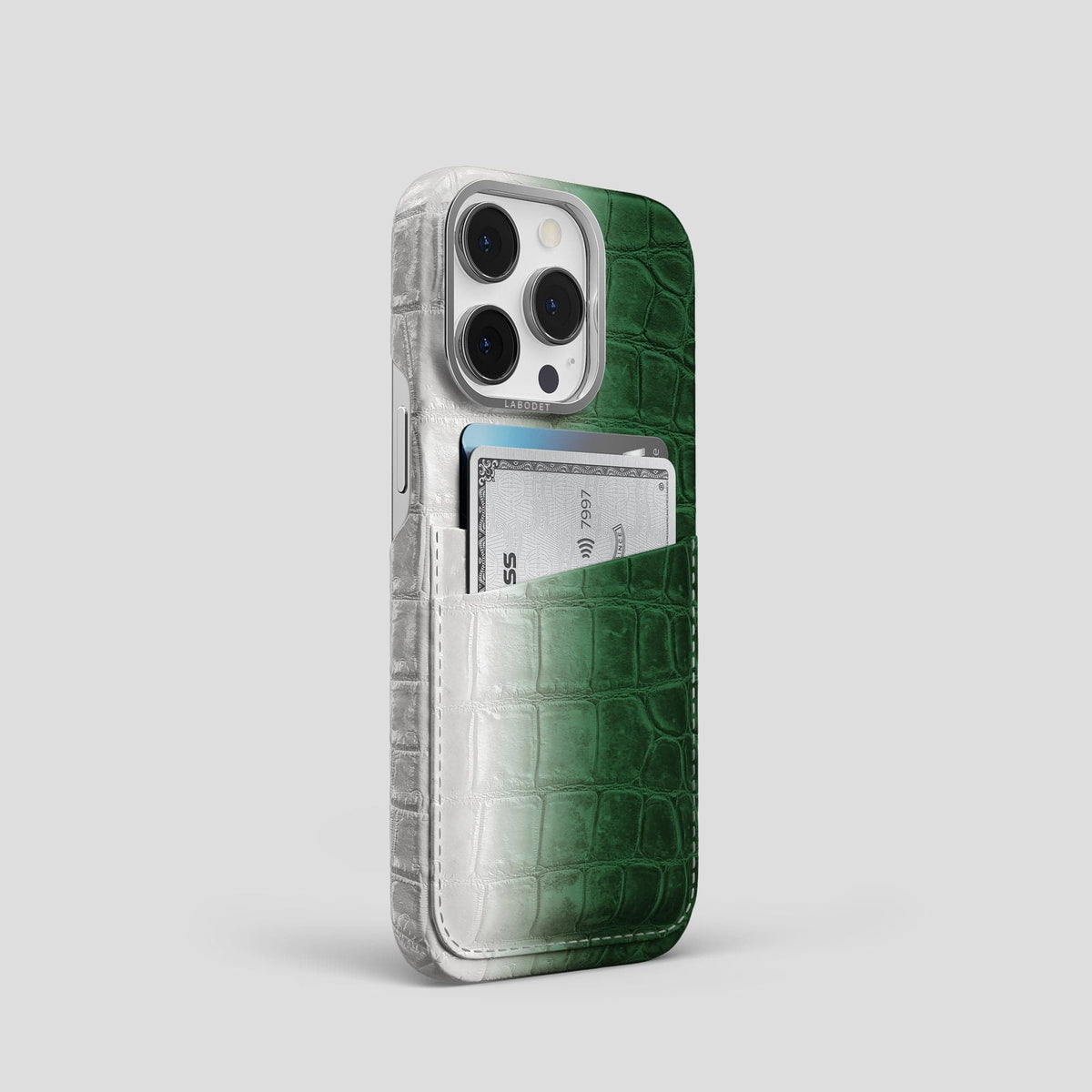 Green iPhone 13 Pro Himalaya Card Case with Steel Metal -2 | Green-Steel