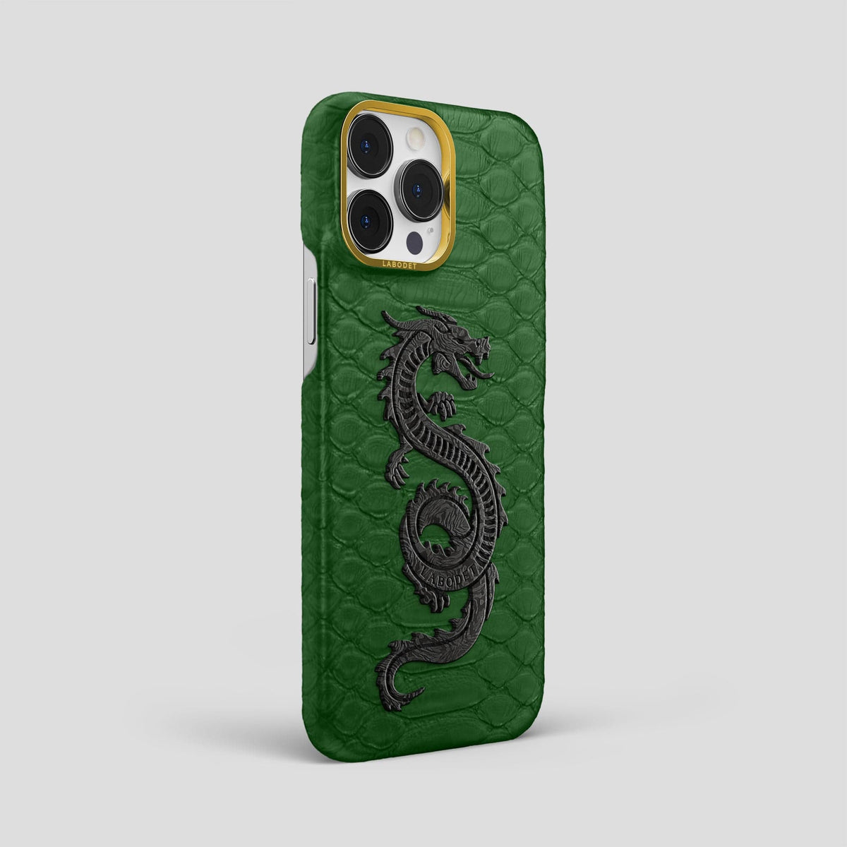 Green iPhone 13 Pro Max Classic Case Python with Gold Metal -2 | Green-Gold