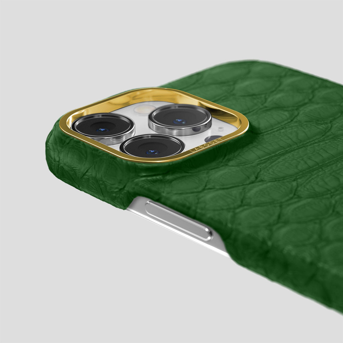 Green iPhone 13 Pro Max Classic Case Python with Gold Metal -6 | Green-Gold