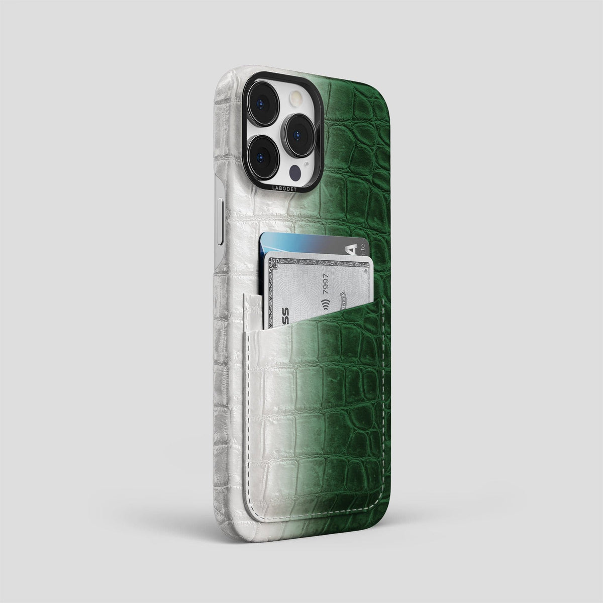 Green iPhone 13 Pro Max Himalaya Card Case with Black Metal -2 | Green-Black