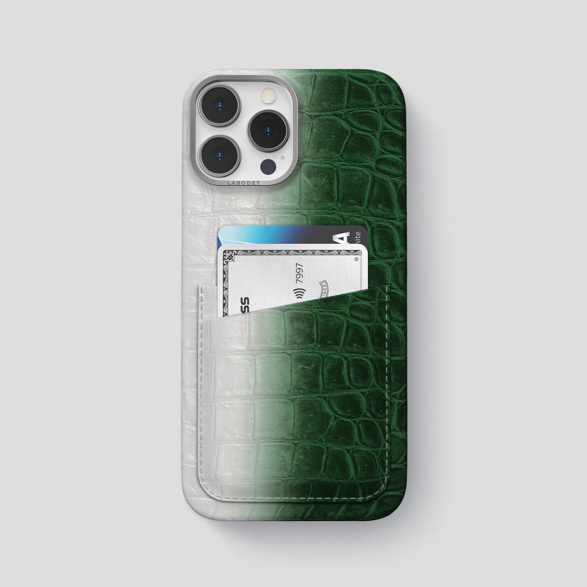 Green iPhone 13 Pro Max Himalaya Card Case with Steel Metal -1 | Green-Steel