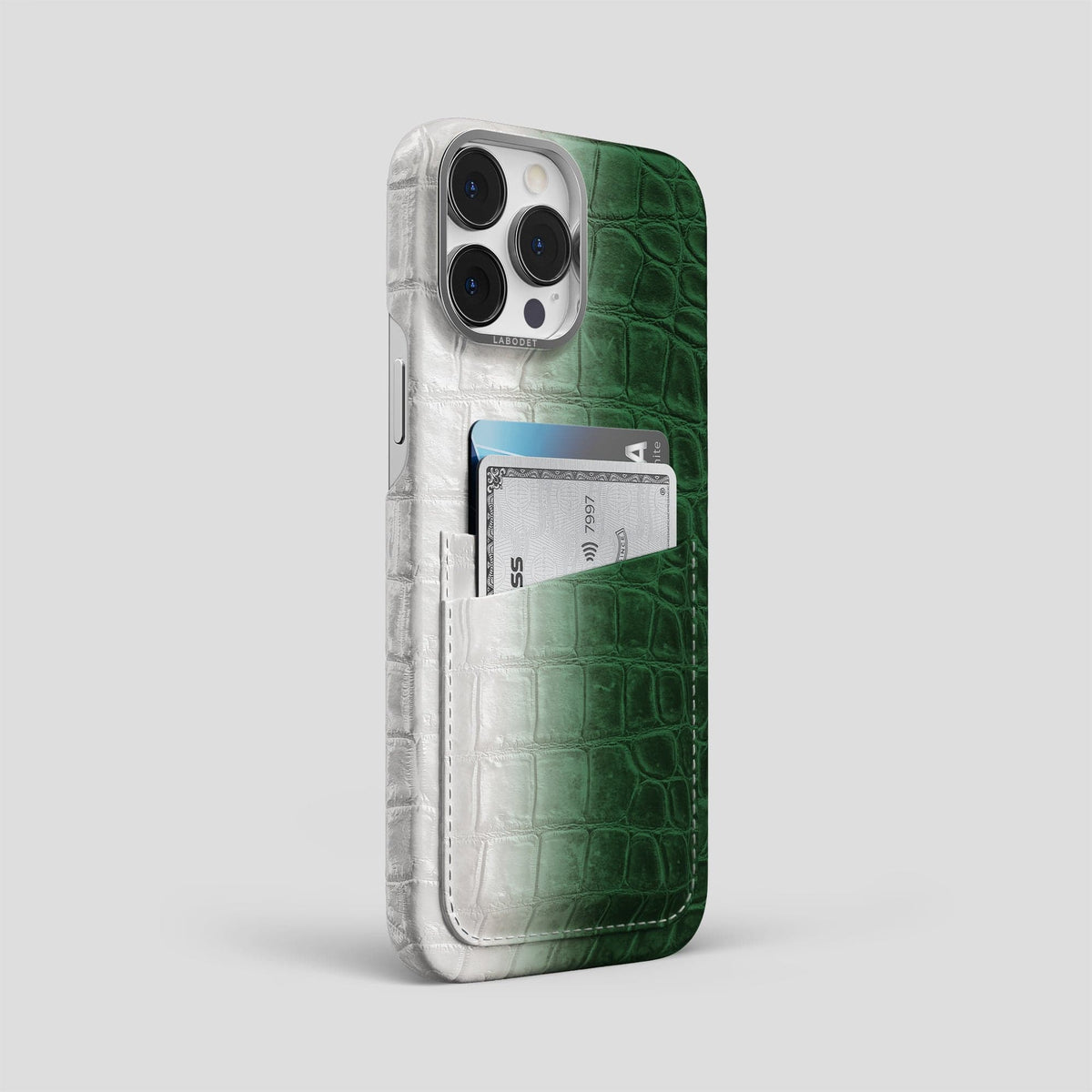 Green iPhone 13 Pro Max Himalaya Card Case with Steel Metal -2 | Green-Steel