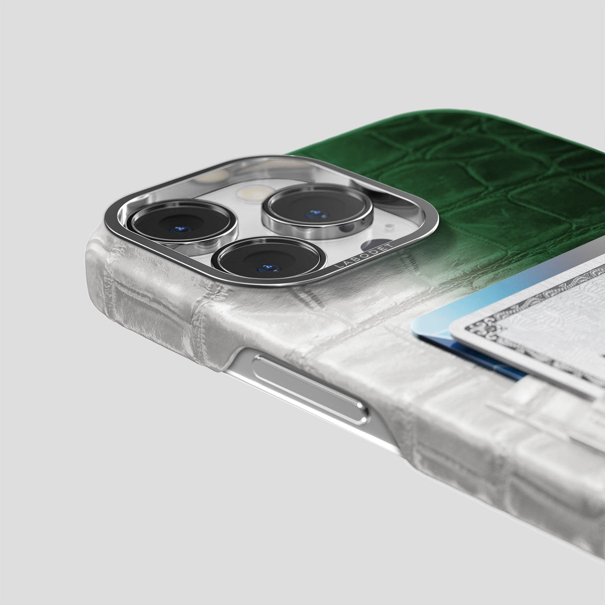 Green iPhone 13 Pro Max Himalaya Card Case with Steel Metal -5 | Green-Steel