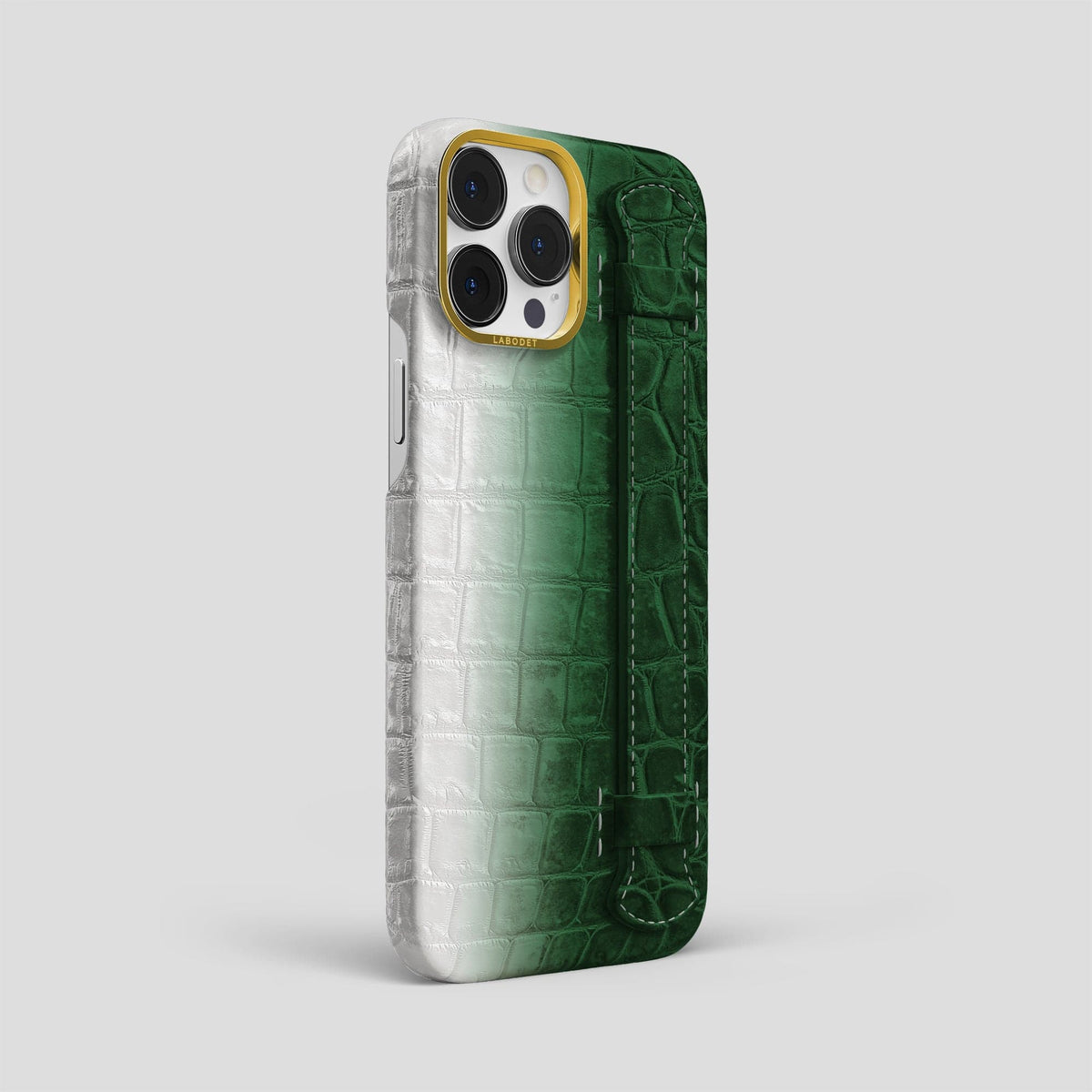 Green iPhone 13 Pro Max Himalaya Strap Case with Gold Metal -2 | Green-Gold