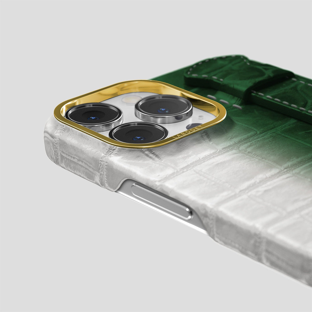 Green iPhone 13 Pro Max Himalaya Strap Case with Gold Metal -6 | Green-Gold