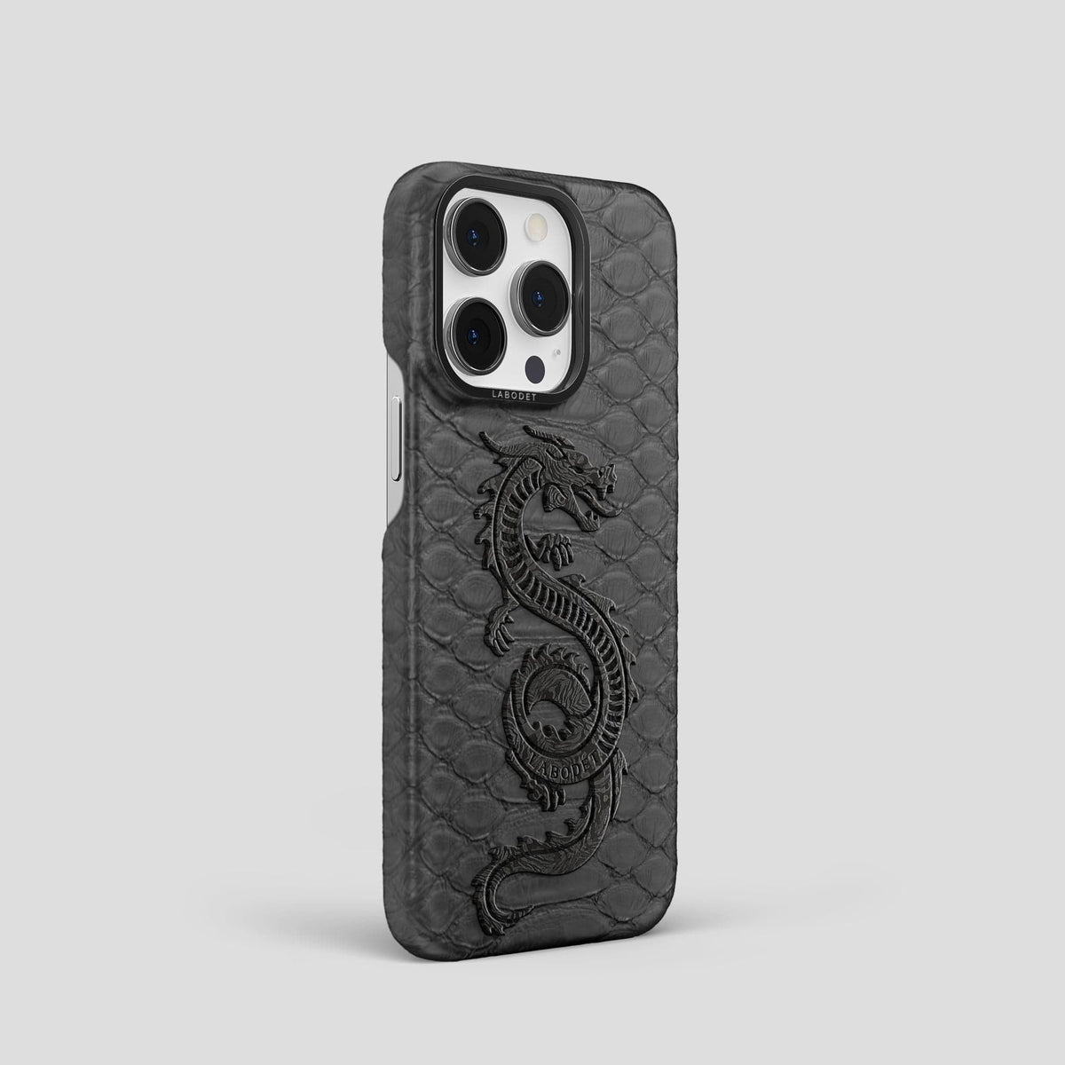 Grey iPhone 13 Pro Classic Case Python with Black Metal -2 | Grey-Black