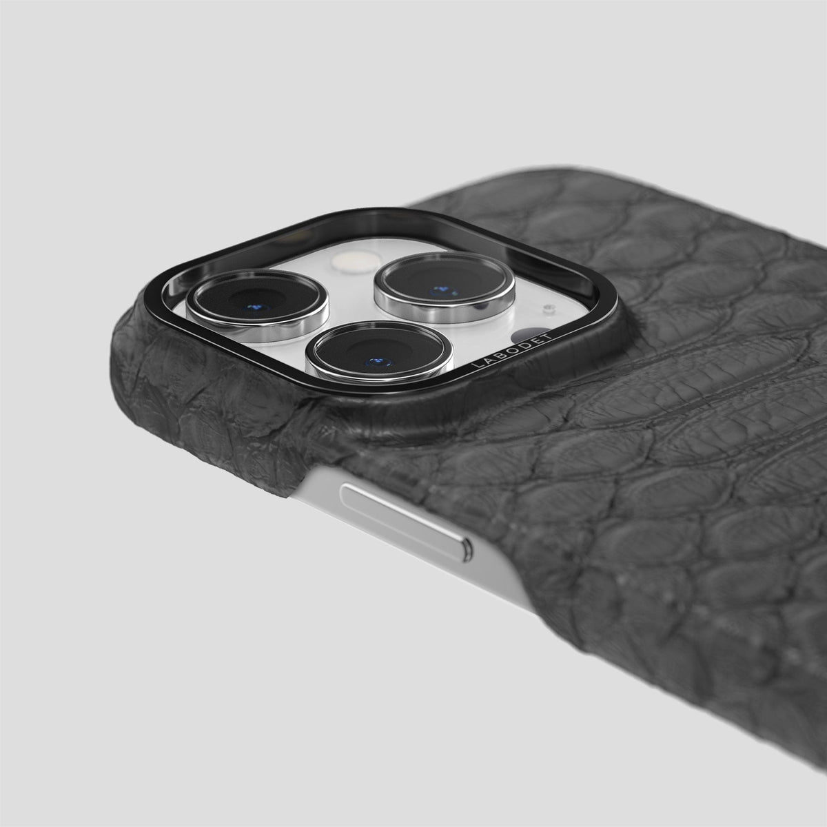 Grey iPhone 13 Pro Classic Case Python with Black Metal -6 | Grey-Black