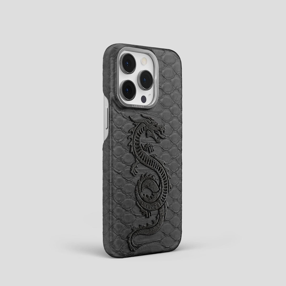 Grey iPhone 13 Pro Classic Case Python with Steel Metal -2 | Grey-Steel