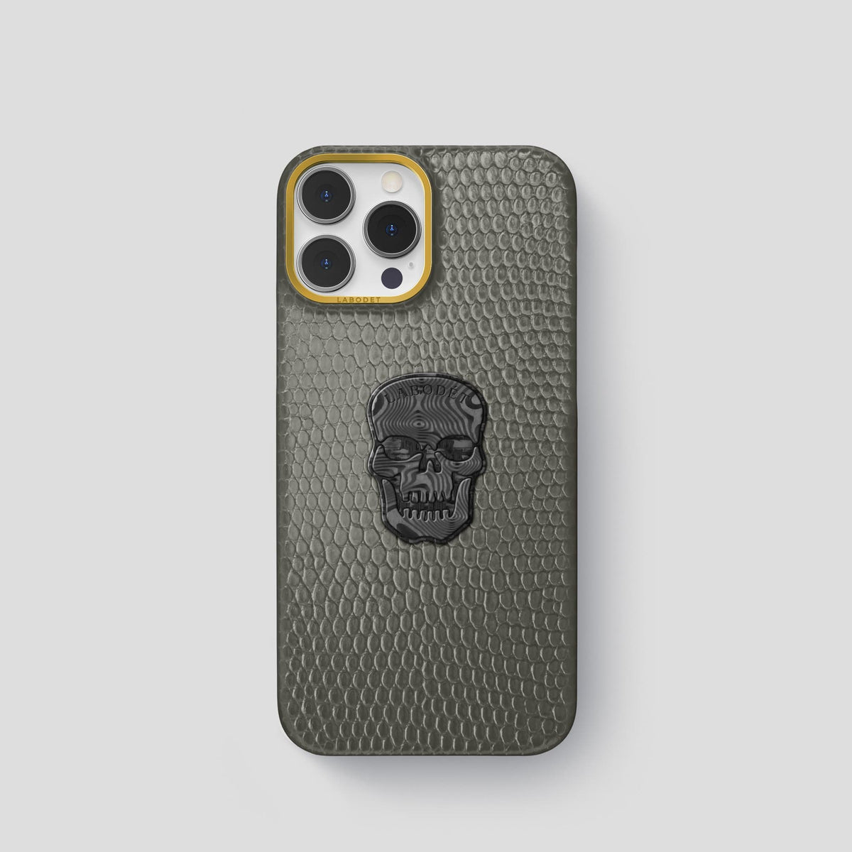 Grey iPhone 13 Pro Classic Case with Gold Metal -1 | Grey-Gold