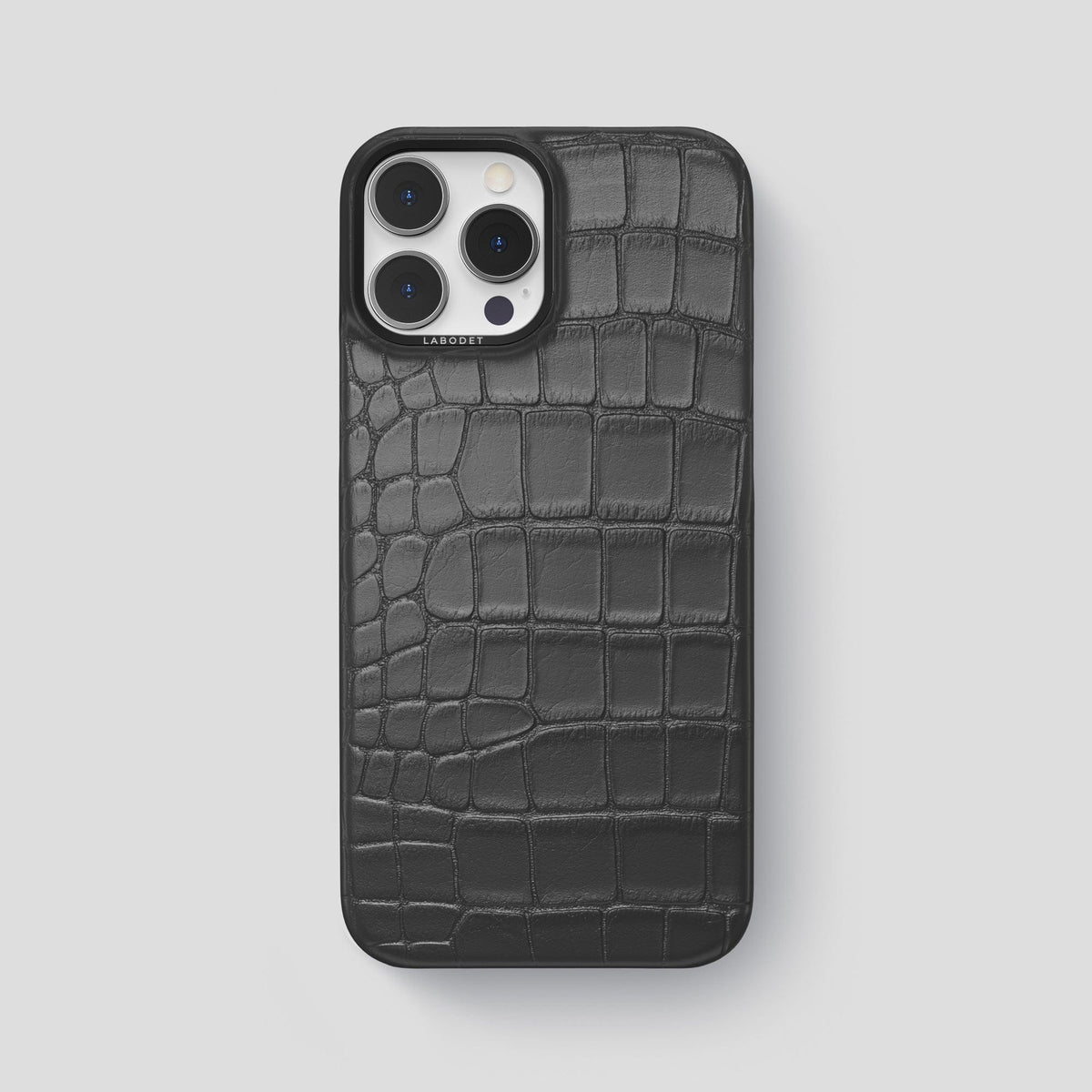 Grey iPhone 13 Pro Max Classic Case Alligator with Black Metal -1 | Grey-Black