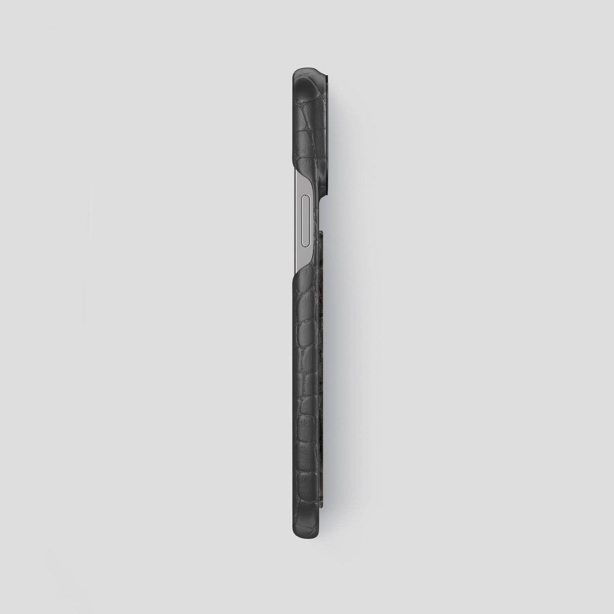 Grey iPhone 13 Pro Max Classic Case Alligator with Black Metal -3 | Grey-Black