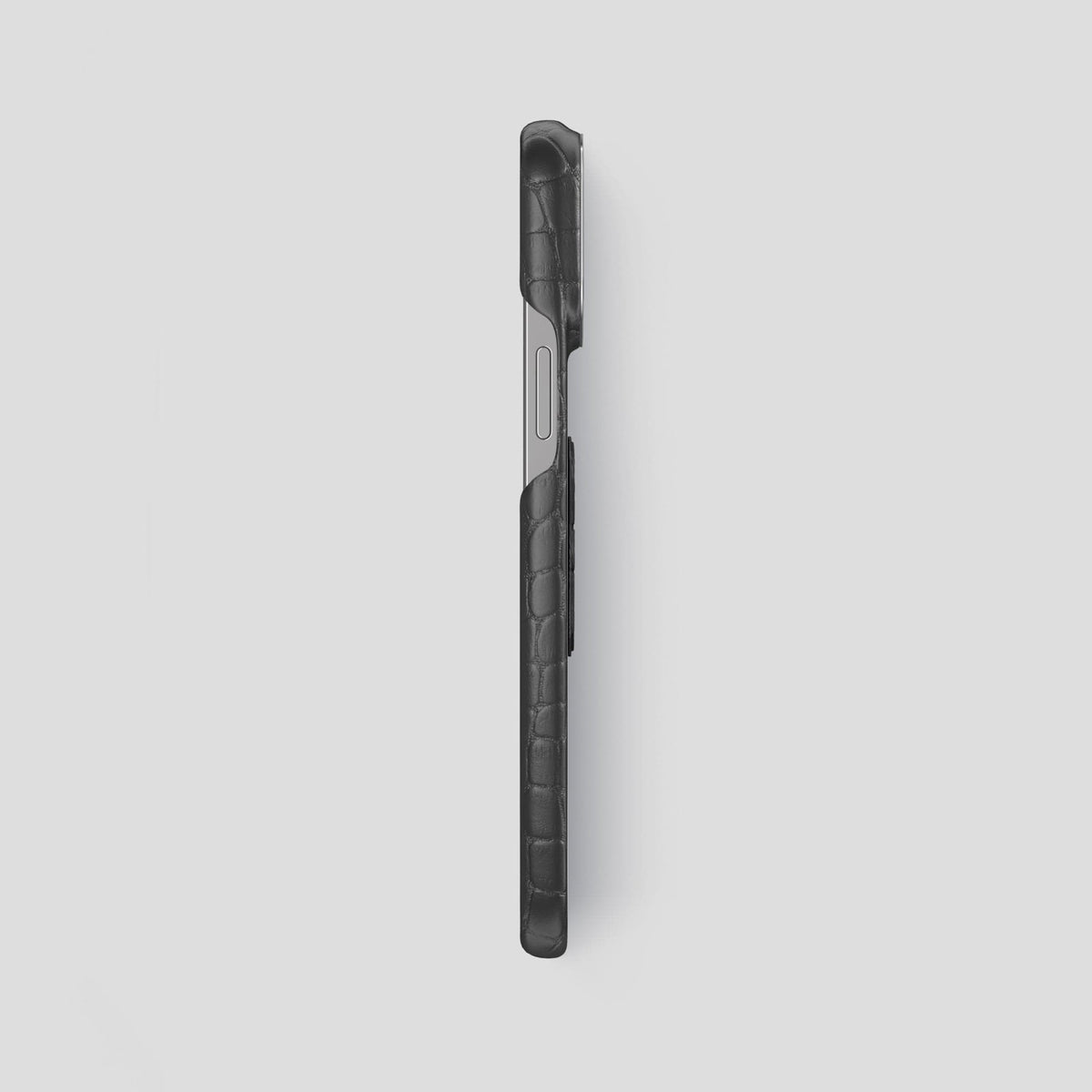 Grey iPhone 13 Pro Max Classic Case Alligator with Steel Metal -3 | Grey-Steel