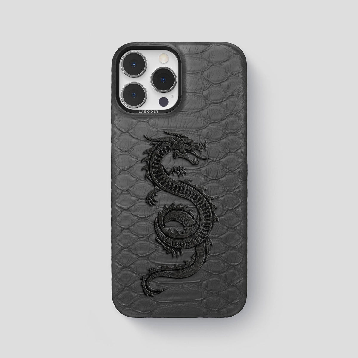 Grey iPhone 13 Pro Max Classic Case Python with Black Metal -1 | Grey-Black