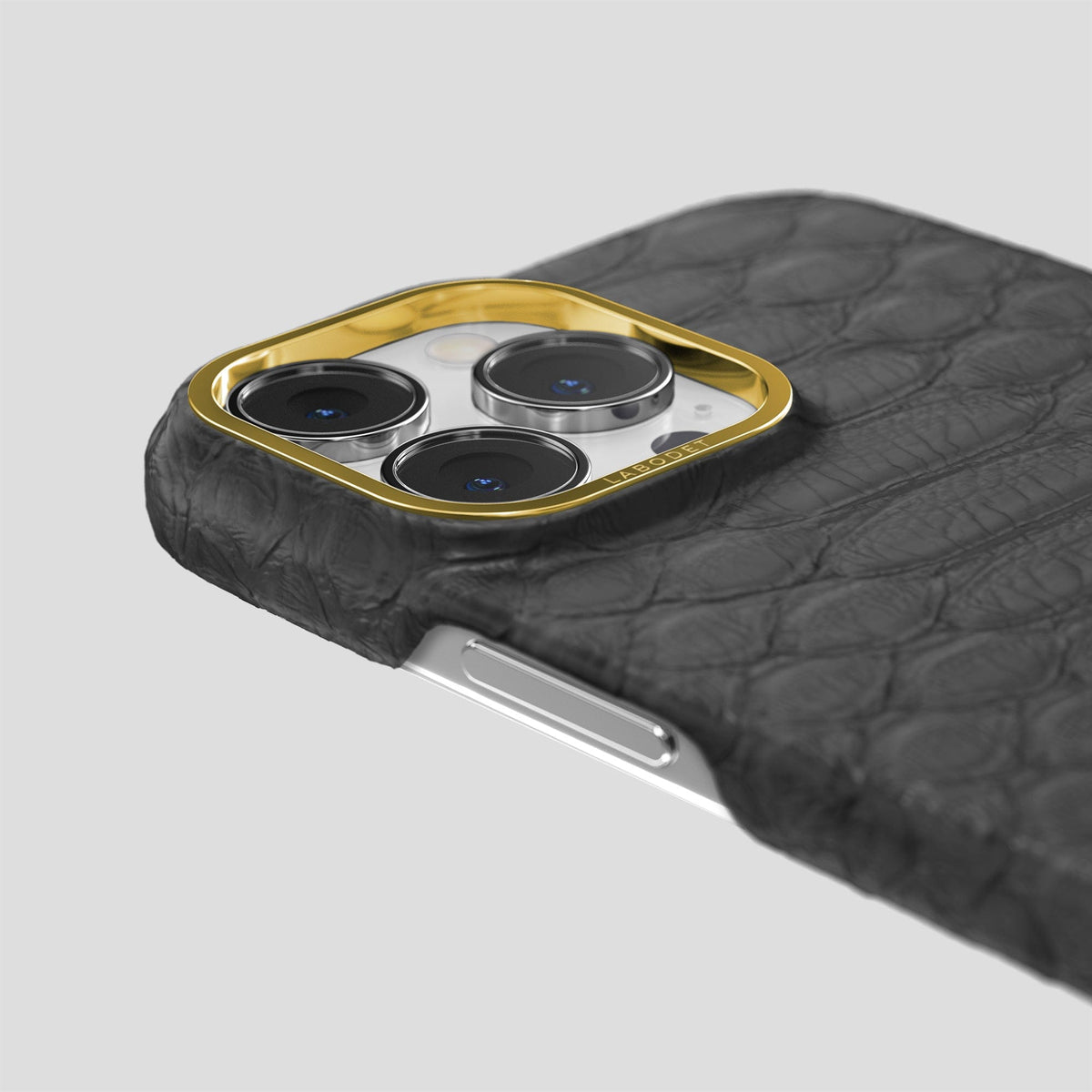 Grey iPhone 13 Pro Max Classic Case Python with Gold Metal -6 | Grey-Gold