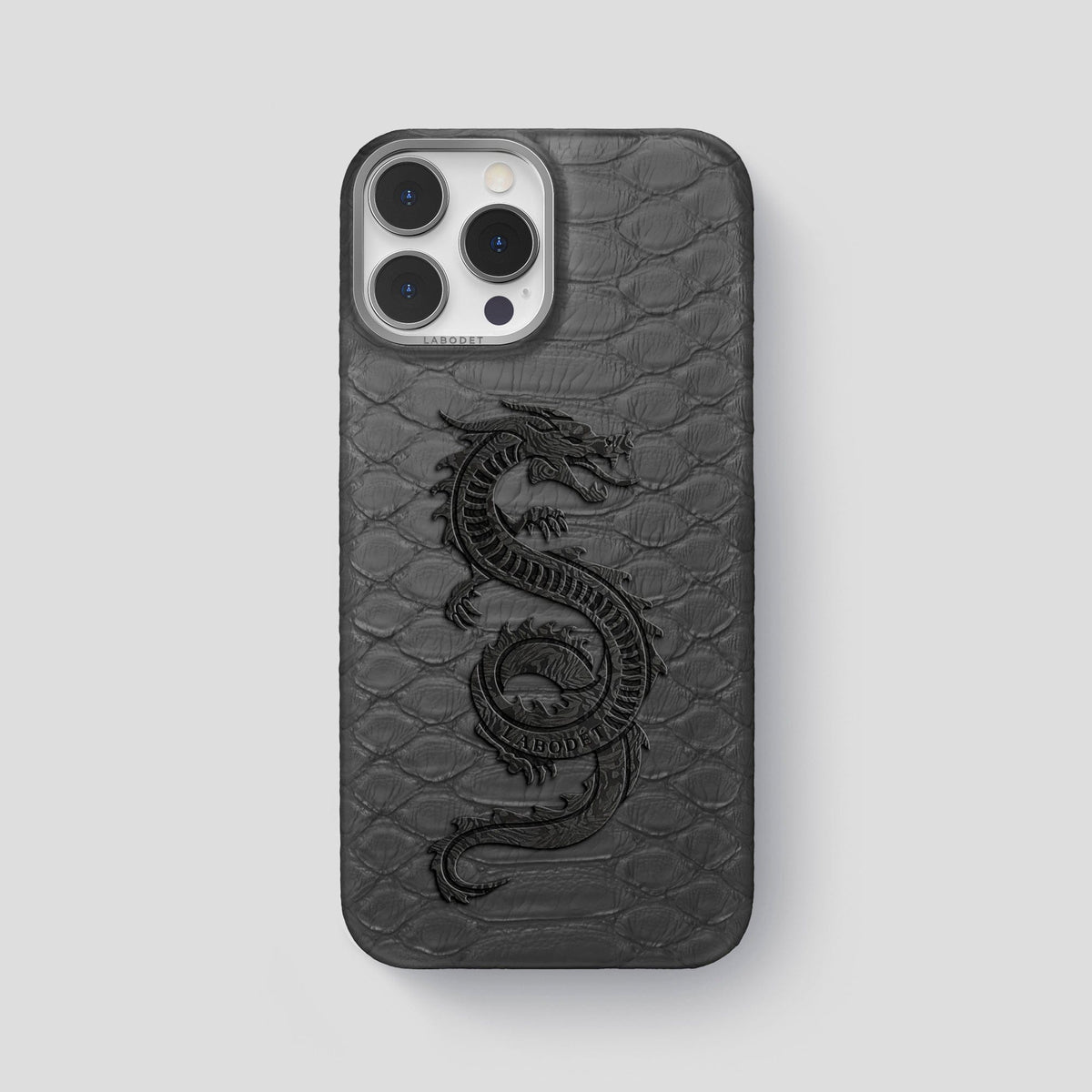 Grey iPhone 13 Pro Max Classic Case Python with Steel Metal -1 | Grey-Steel