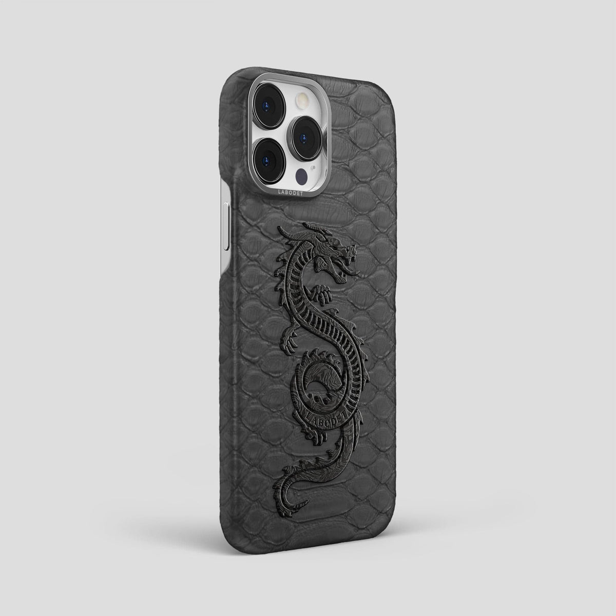 Grey iPhone 13 Pro Max Classic Case Python with Steel Metal -2 | Grey-Steel
