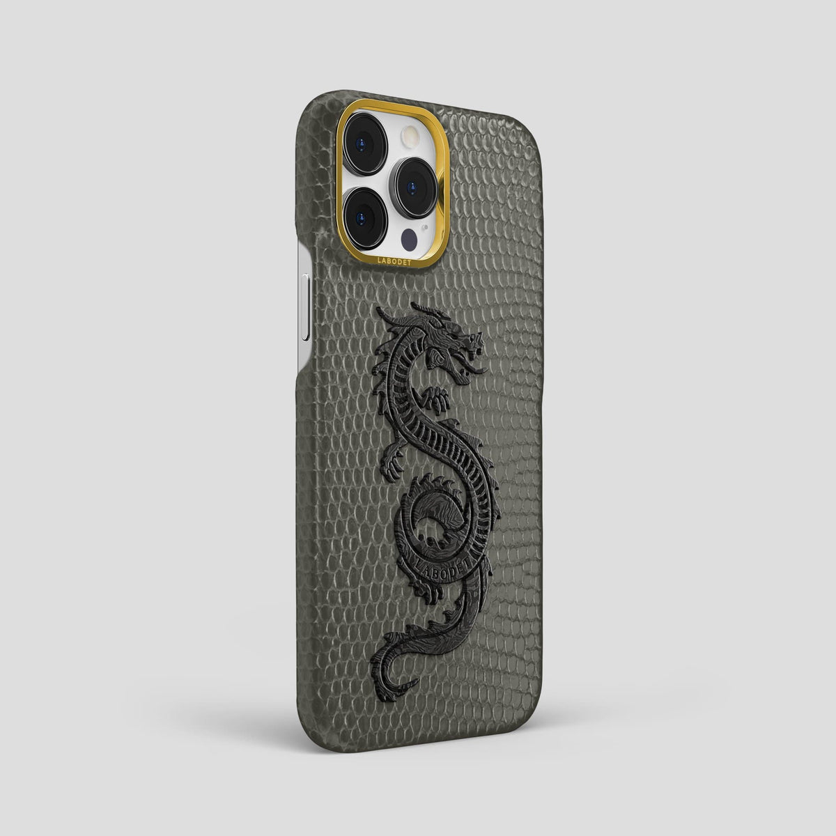 Grey iPhone 13 Pro Max Classic Case with Gold Metal -2 | Grey-Gold