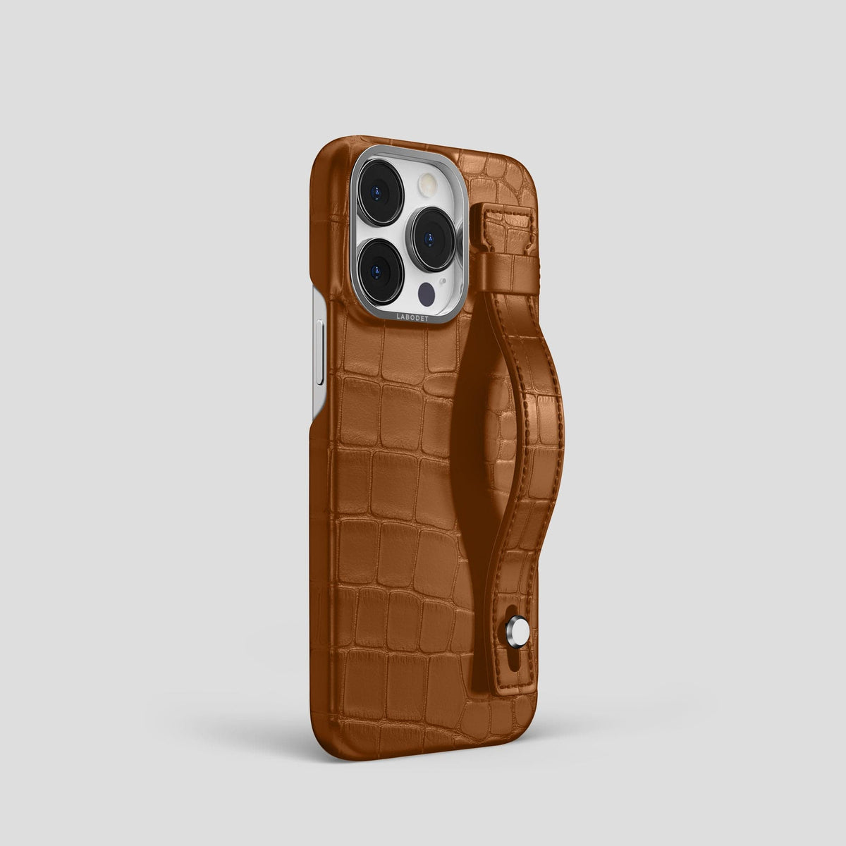 Honey iPhone 14 Pro Hand Strap Case Alligator with Steel Metal -2 | Honey-Steel