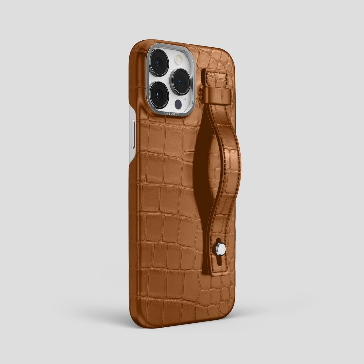 Honey iPhone 14 Pro Max Hand Strap Case Alligator with Steel Metal -2 | Honey-Steel