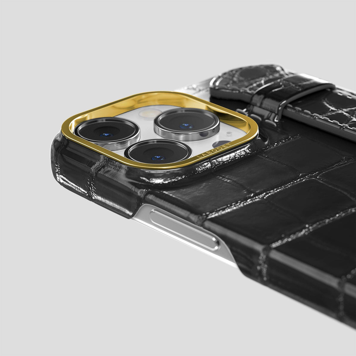 Havana-Black iPhone 13 Pro Max Strap Case with Gold Metal -6 | Havana-Black-Gold