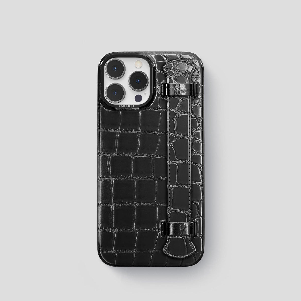 Havana-Black iPhone 13 Pro Strap Case with Black Metal -1 | Havana-Black-Black